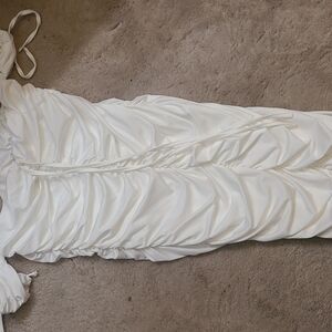 Elegant White Ruched Dress